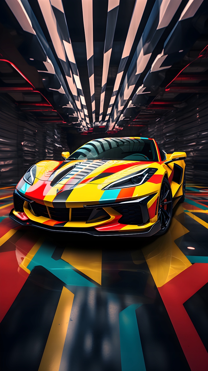 Diamantová výšivka Auto Barevné závodní závody Diamanty Čtvercové 40x80 cm