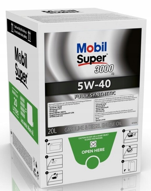 Mobil Super 3000 X1 5W40 BOX syntetyczny olej 20L