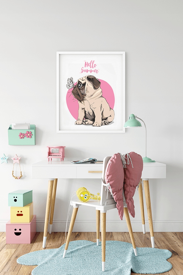 Plakaty z psem Mops HELLO DOG 3xA4 Bohater Inny