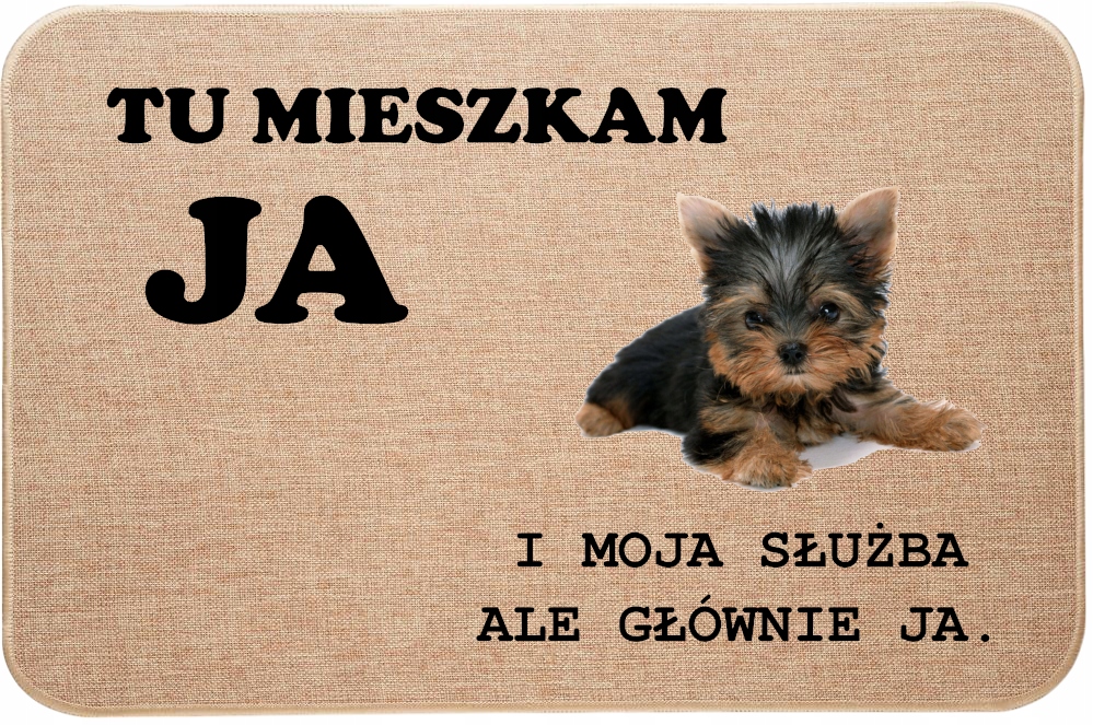Ľanová Vstupná Rohožka Tu Bývam Ja York Pes Suepr Darček