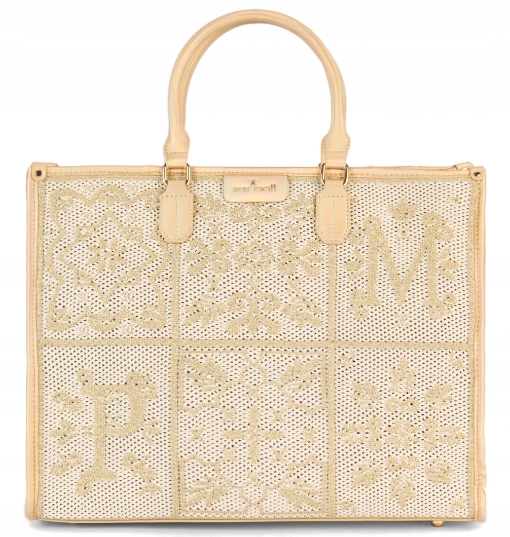 Dámská Shopper Kabelka Přes Rameno Stylová Zlatá Elegantní Výšivka Pepe Moll