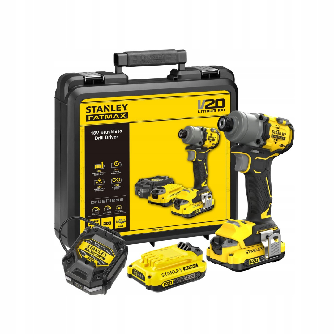 Stanley Zakrętarka Udarowa Bezszczotkowa Fatmax 18V V20 SFMCF830D2K 2X2Ah
