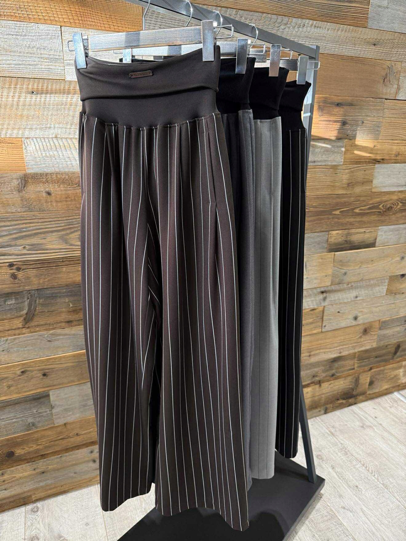 By O La La...! Pruhované Kalhoty Na Silné Gumě, Černé, Velikost 38