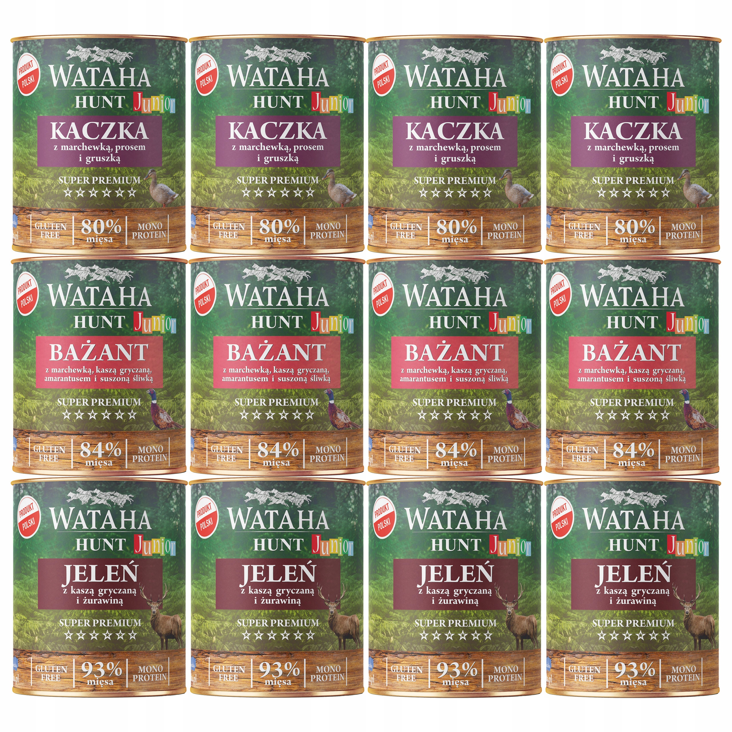 Levně Wataha Hunt Junior krmivo pro štěňata Mix chutí 12 x 800 g