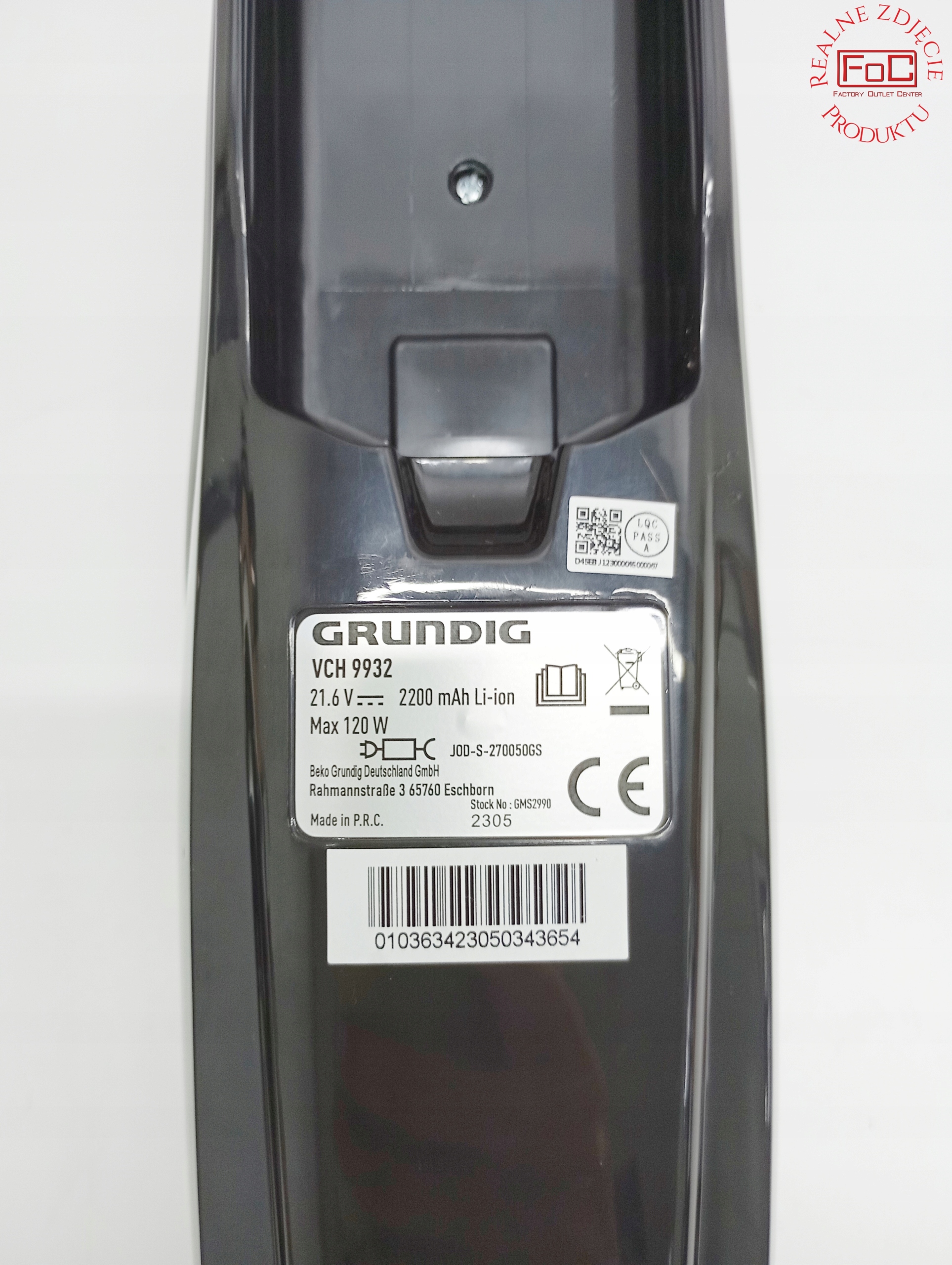 NIEKOMPLETNY Odkurzacz pionowy bezprzewodowy GRUNDIG VCH 9932 Moc 120 W