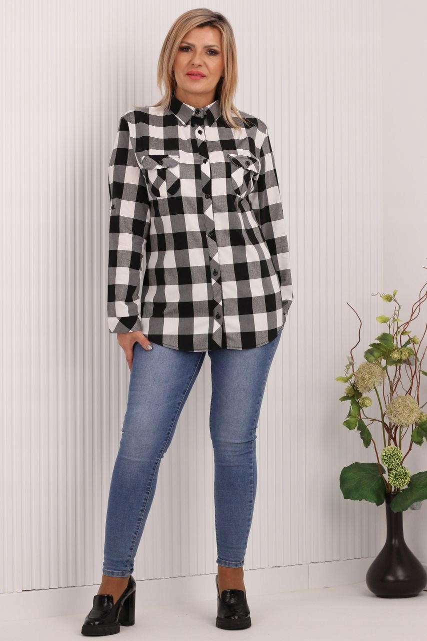 KOSZULA DAMSKA W KRATĘ KLASYCZNA ROZPINANA ROZMIARY Płeć kobieta
