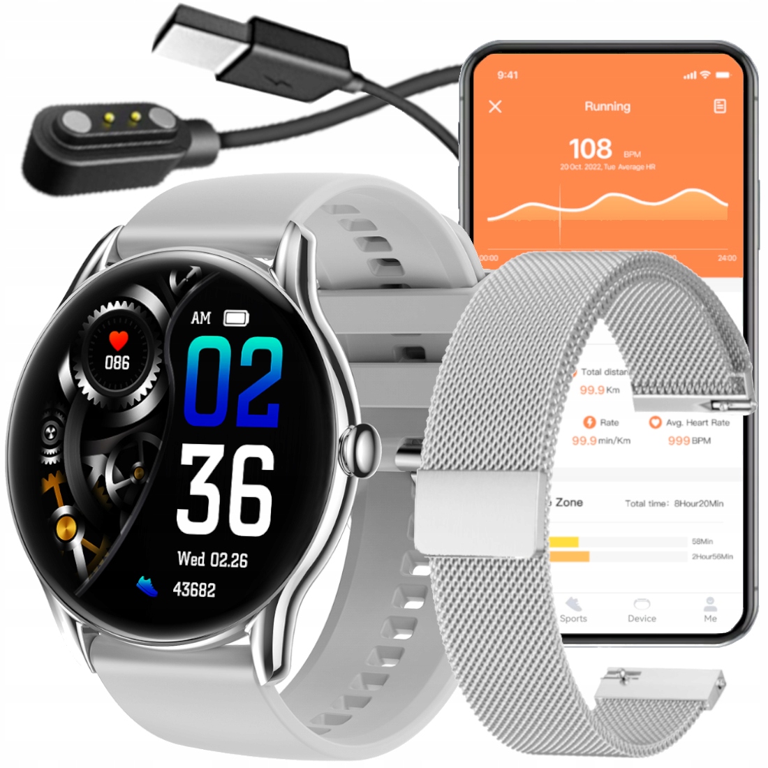 Zegarek Smartwatch damski Kroki Sport GlacierX Sphere+ Bransoleta