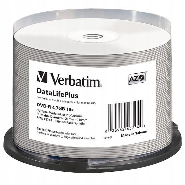 Verbatim Dvd-r 4,7 Gb 16X Pro pro potisk bílé (50 ks)