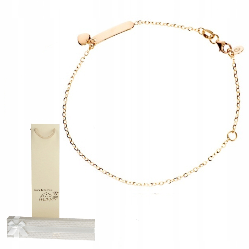 Zlatý náramek Plech a Plné srdce Zlato 585