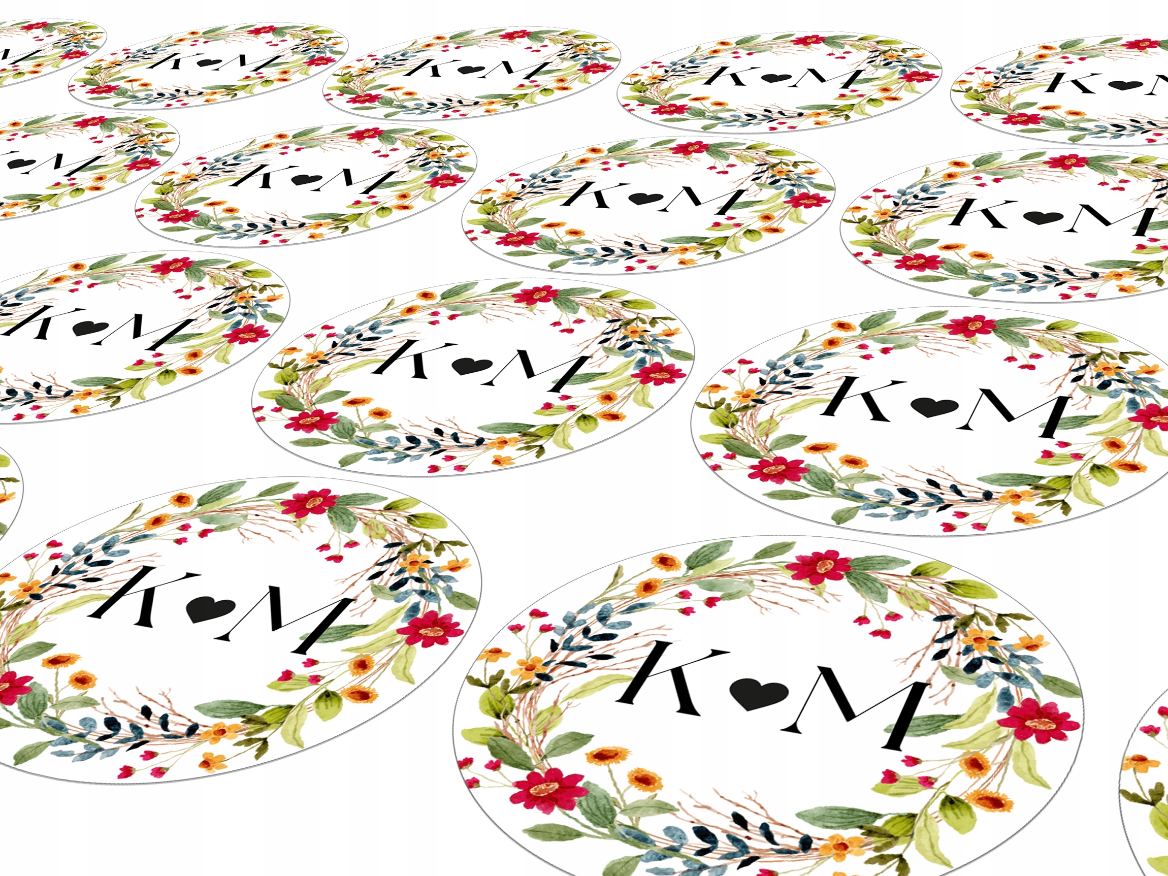 Naklejki ślubne na ślub personalizowane 96 szt.