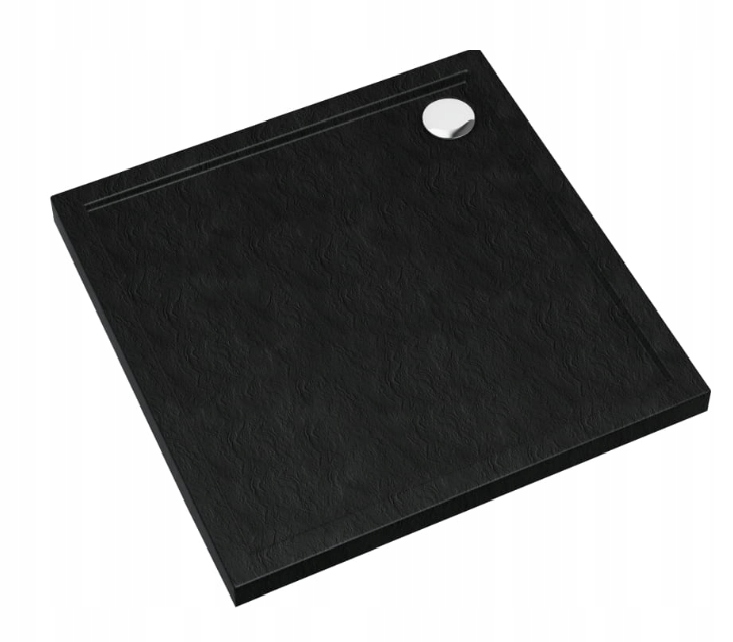 Sprchová vanička Sharper Black Stone 80x80x4,5 cm, černý čtvercový akryl