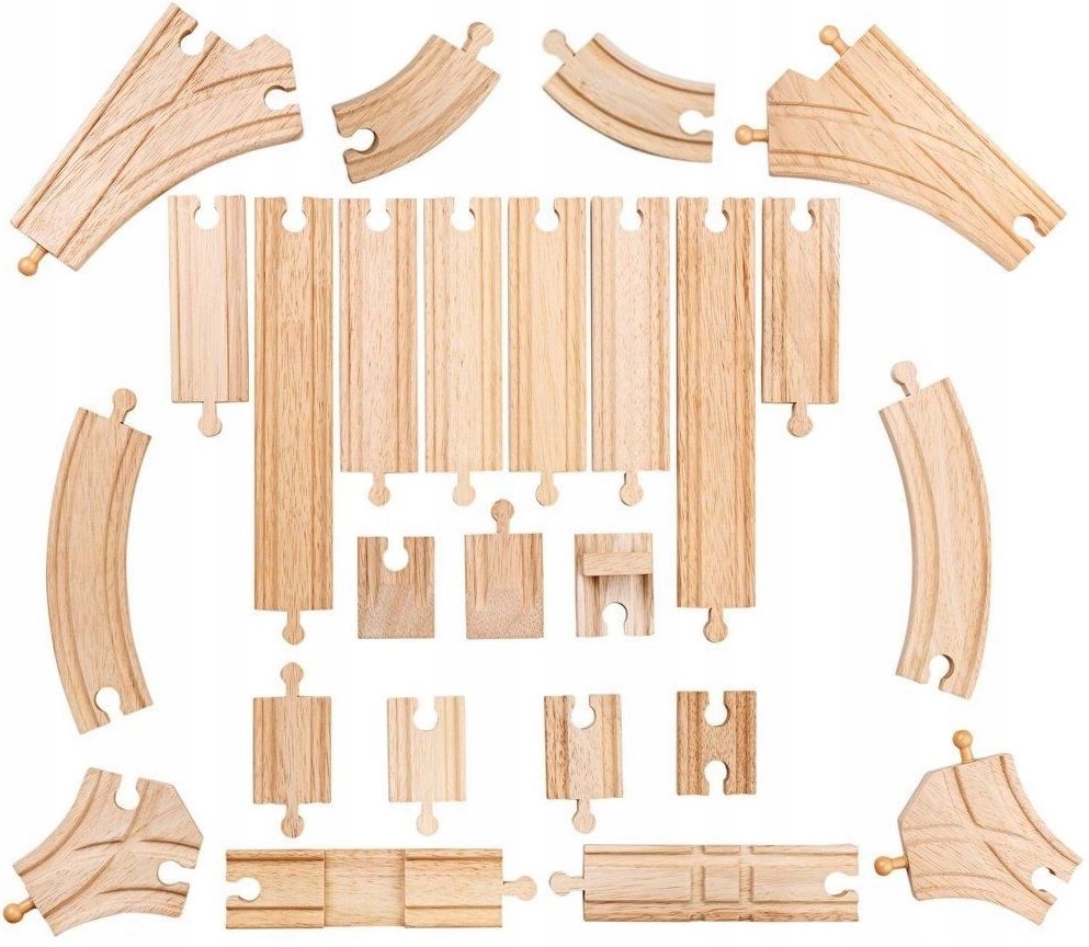

tory drewniane do rozbudowy kolejki 25 szt Bigjigs