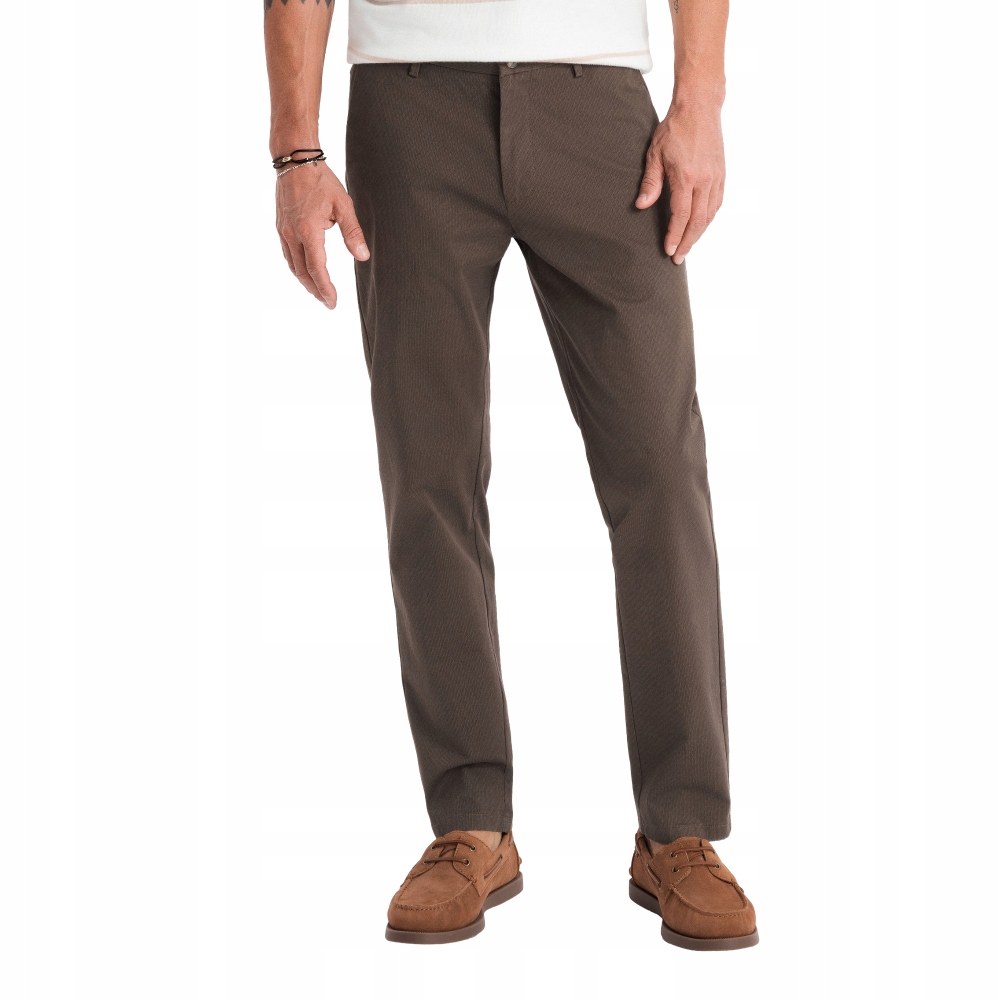 Pánské chino kalhoty Regular Fit hnědé V3 OM-PACP-0184 L