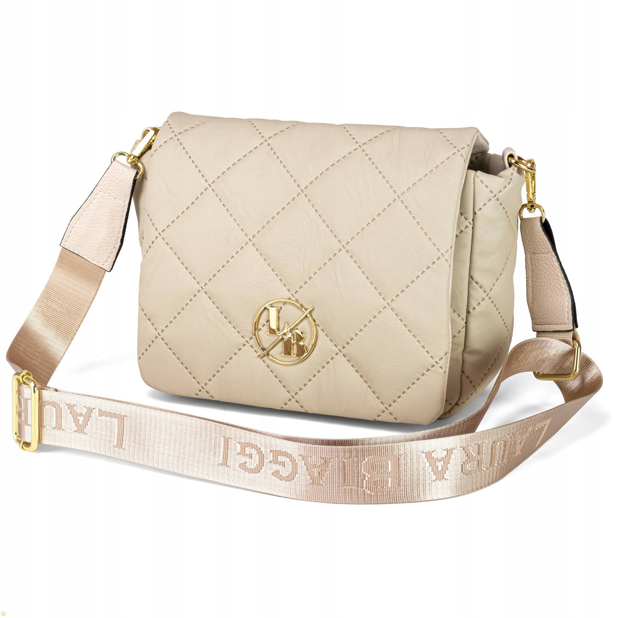 Béžová dámská kabelka Laura Biaggi kabelka přes rameno módní přes rameno s prošívaným logem