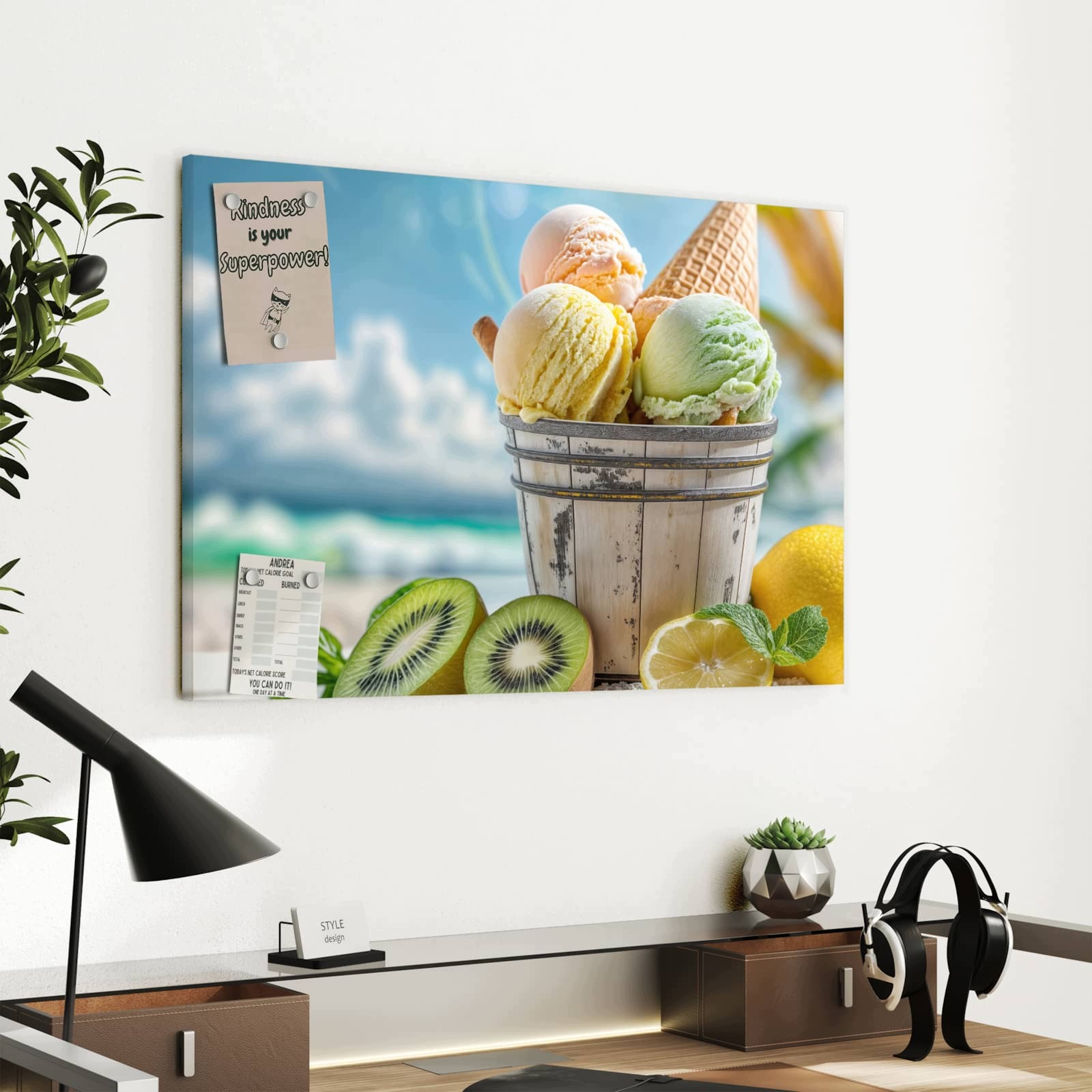 Magnetická tabule Barevné Zmrzlina na pláže 60 × 40 cm