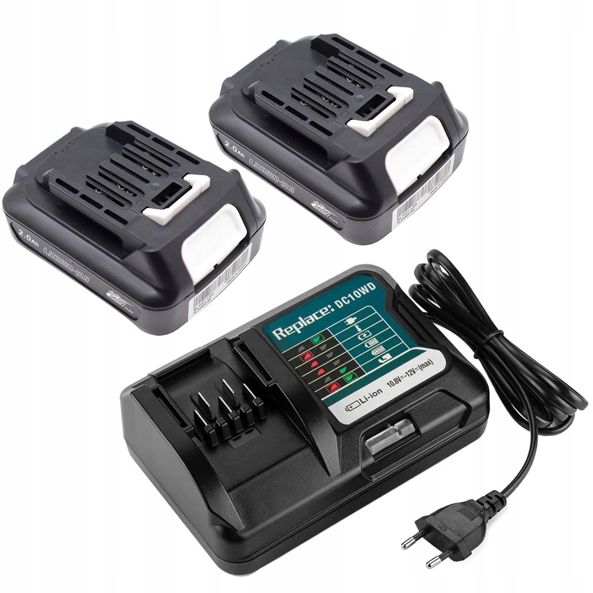 2X BL1021B 2Ah 12V Cxt akumulator i ładowarka DC10WD do MAKi.ta DF031D TD110D