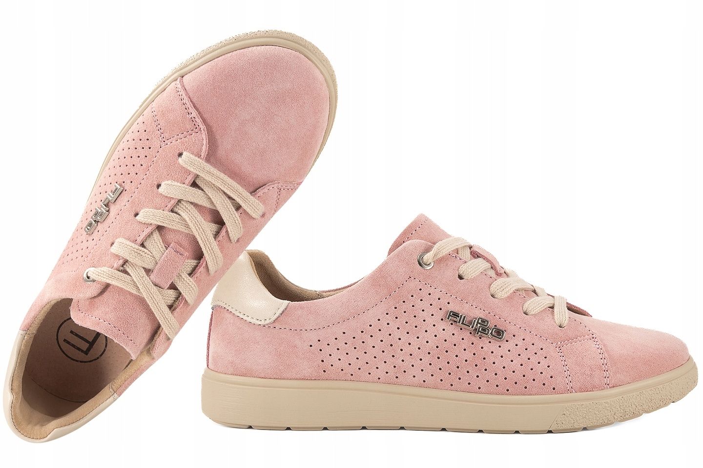 Filippo DP6738 Dámské Ažurové Polobotky Tenisky Kožené Semišové, růžové 37