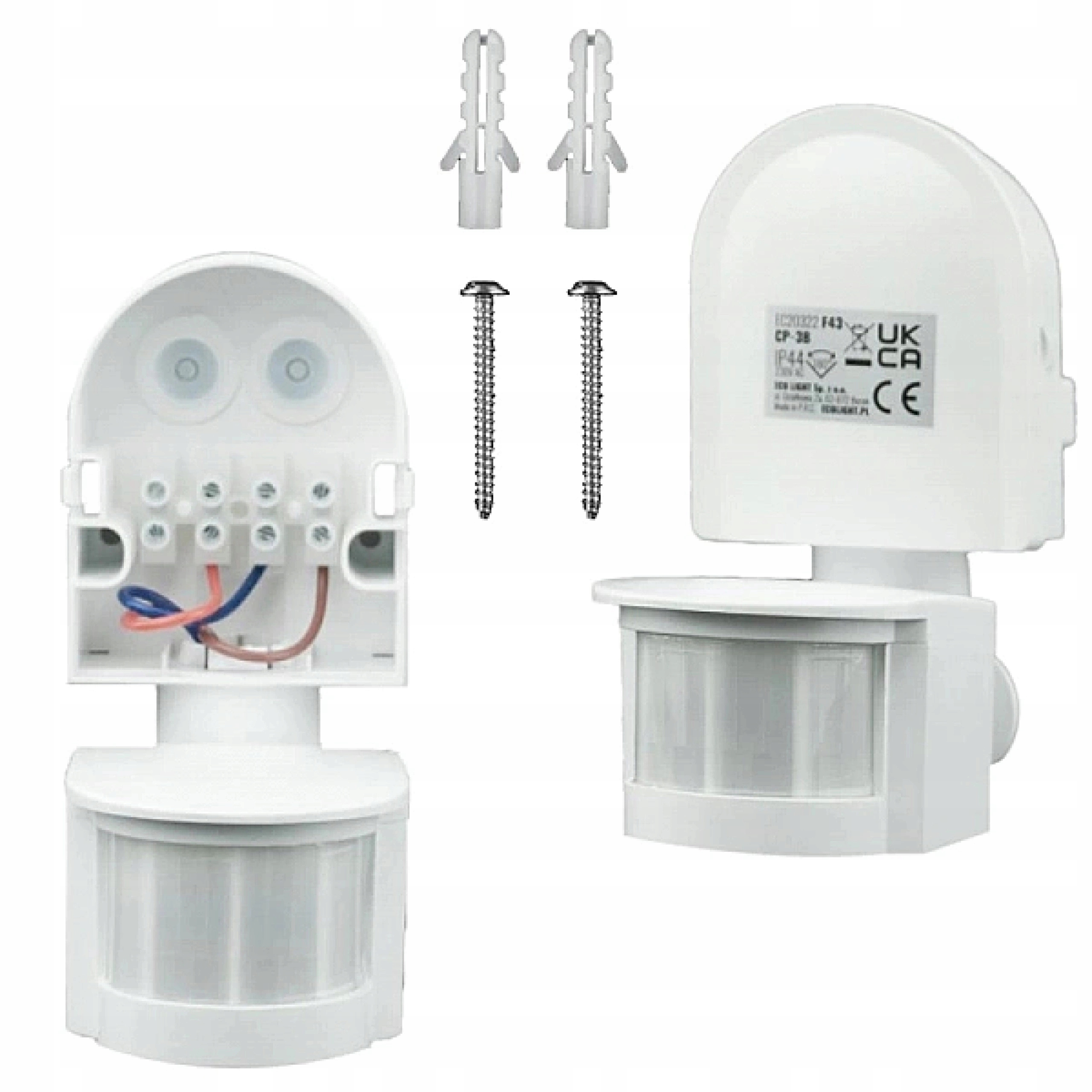 Czujnik Ruchu PIR Podczerwień Sensor 300W Zasięg max 12m Biały Regulowany