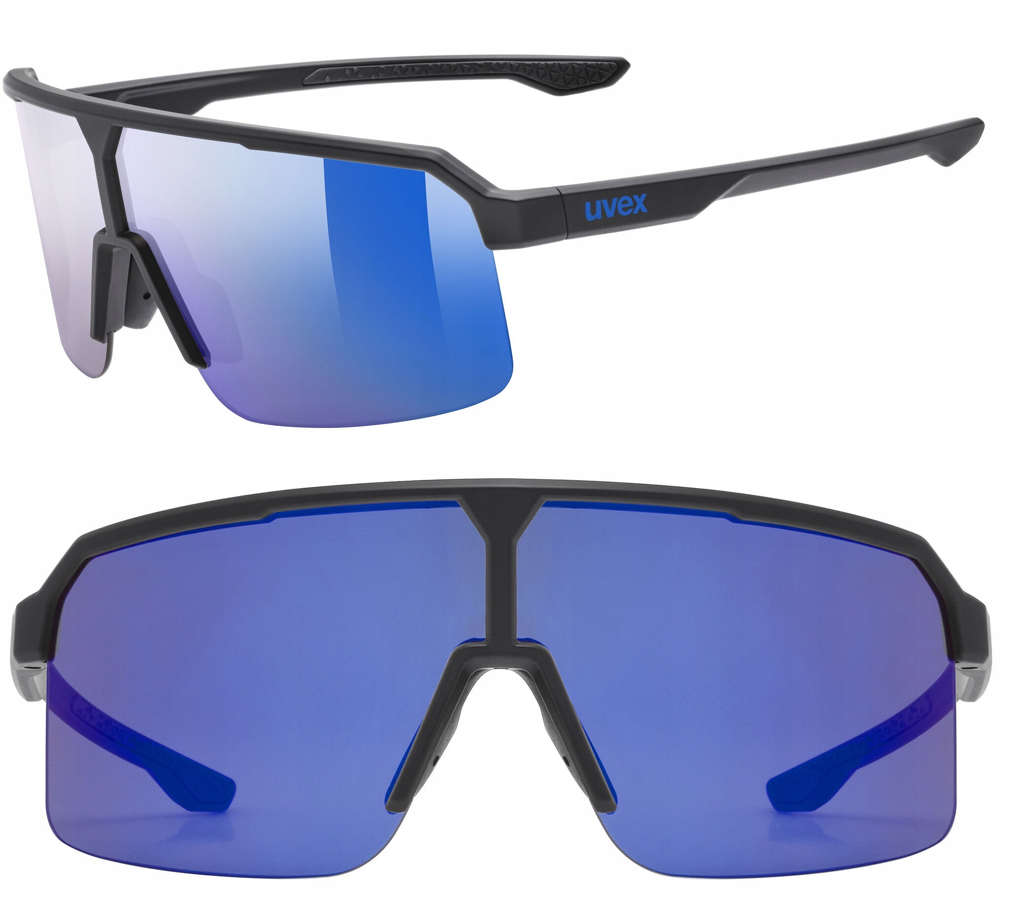 Okulary przeciwsłoneczne Uvex Ramp black matt/mirror blue