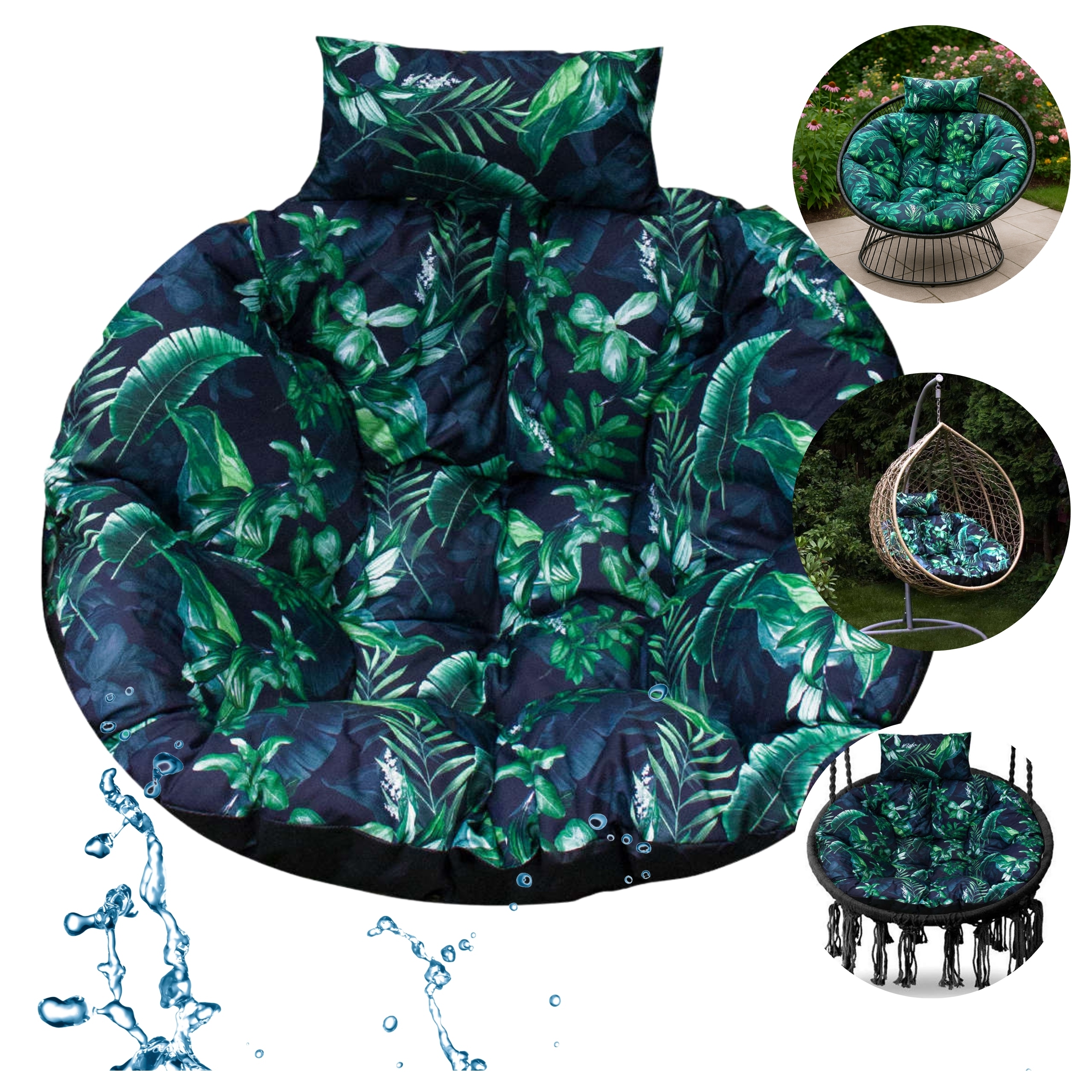 Poduszka na huśtawkę fotel wiszący żyłkowy Kokon ogrodowa Wodoodporna Bonus