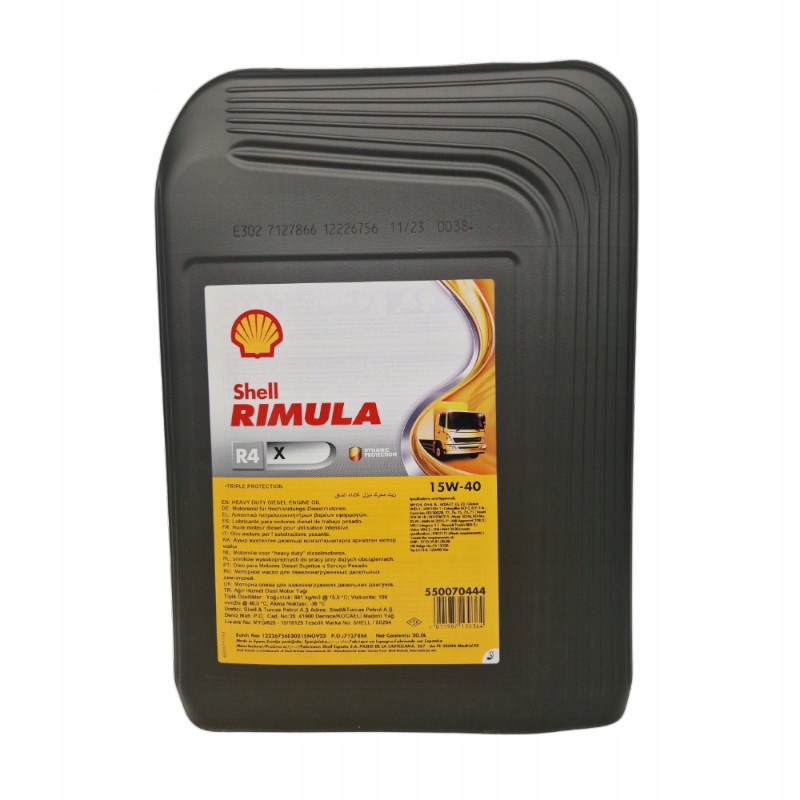 Shell Olej 15W40 20 L Rimula R4 X Jerry Can E7 CI-4 Man 3275-1 228