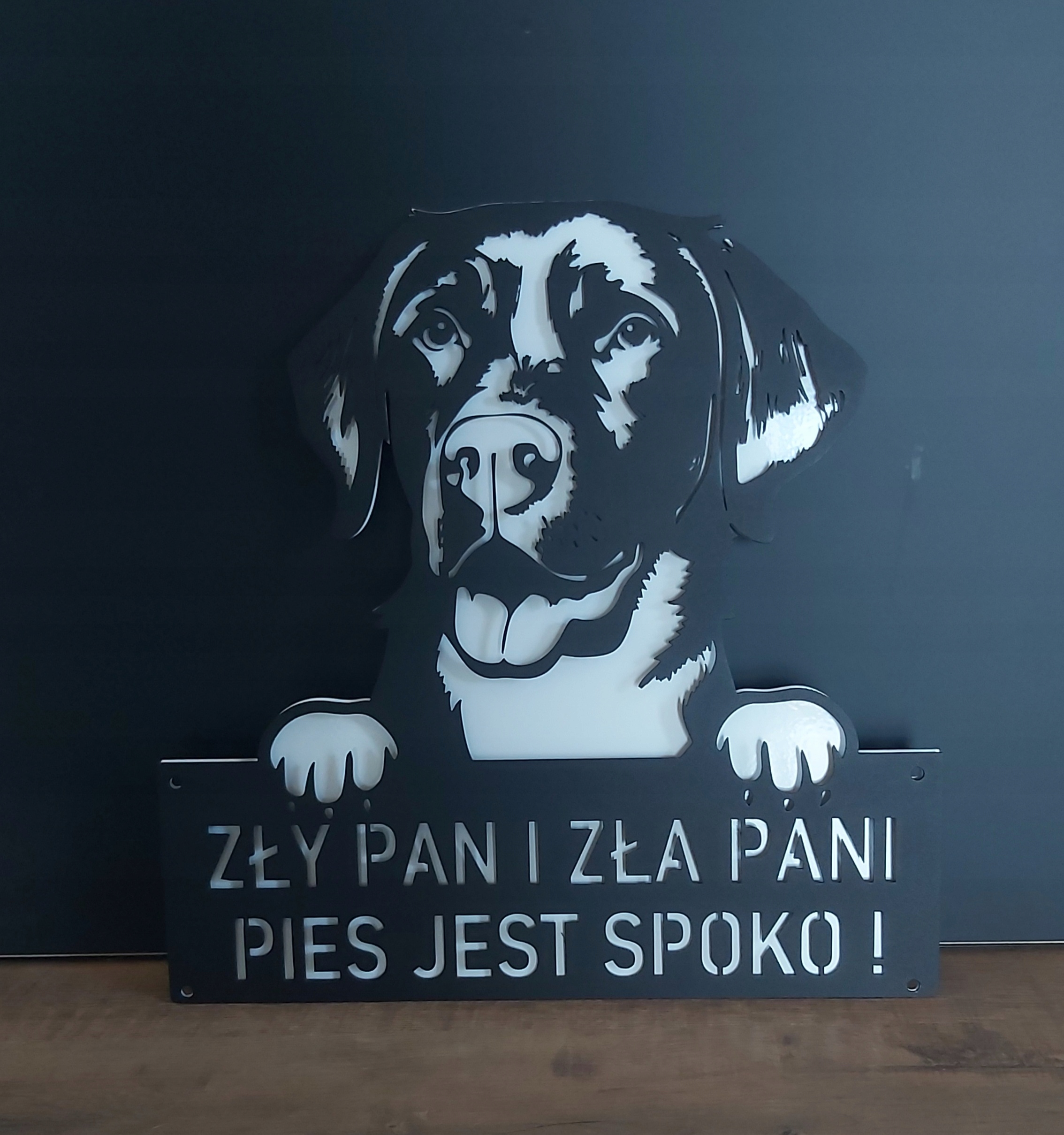 Tabulka Pes na branku oplocení Pes Je Velmi Zábavná