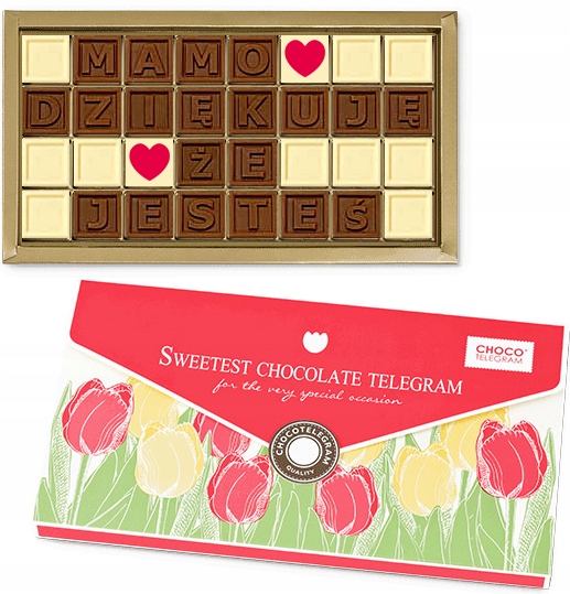 dla Mamy na Urodziny Dzień Matki Czekoladowy Telegram Podziękowanie