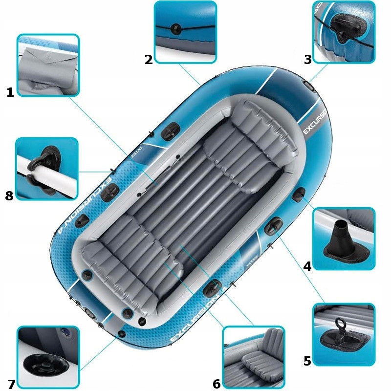 Ponton Wędkarski 315x165x43cm Intex 66324 Excursion 4 Wiosła Pompka Stan opakowania oryginalne