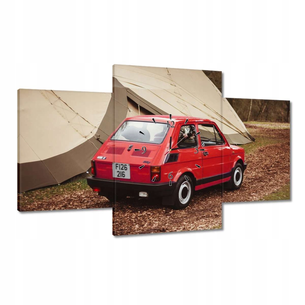 Hodiny 100x60 Červený malý Fiat 126p