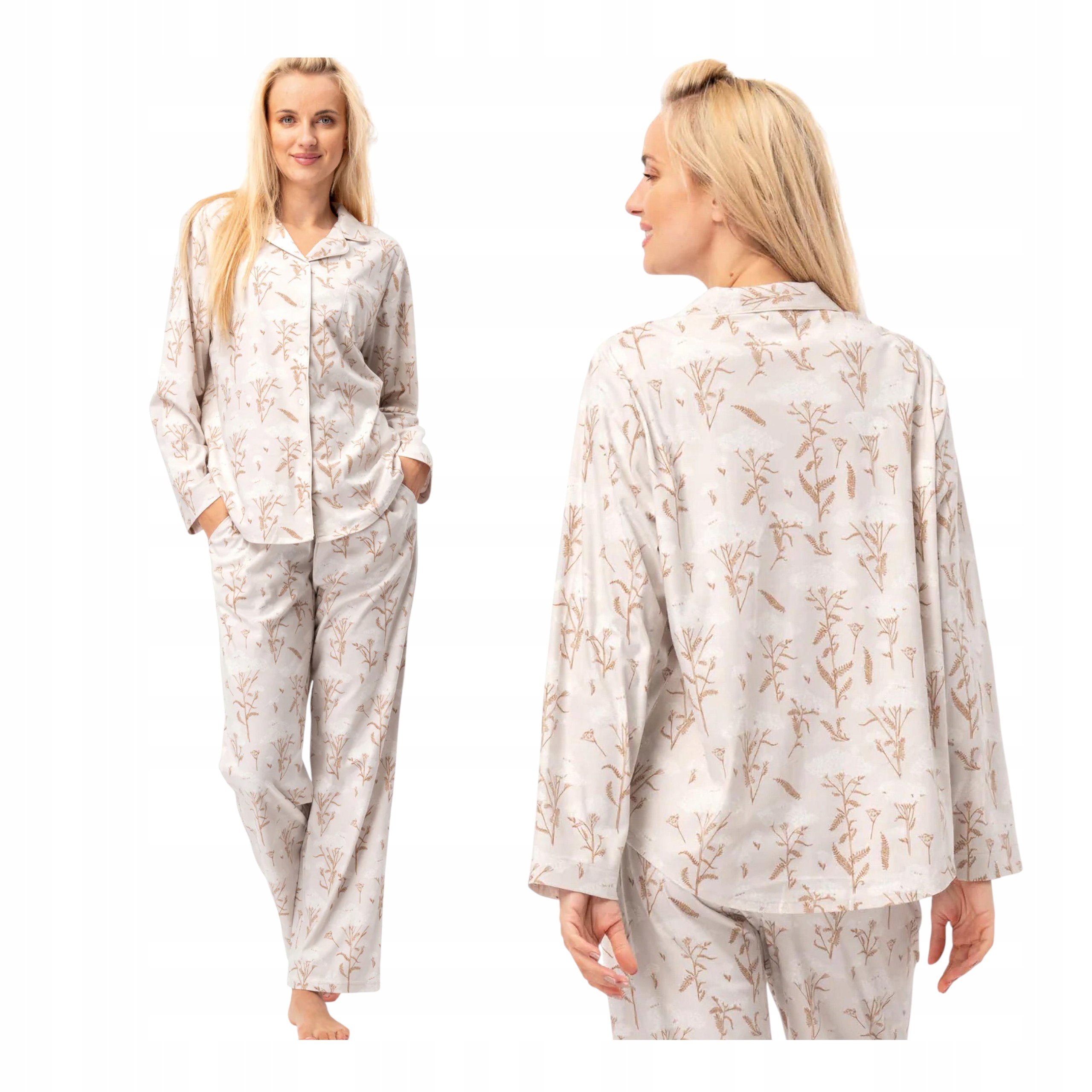 Dámské dvoudílné pyžamo elegantní flanelová košilová horní část Key S