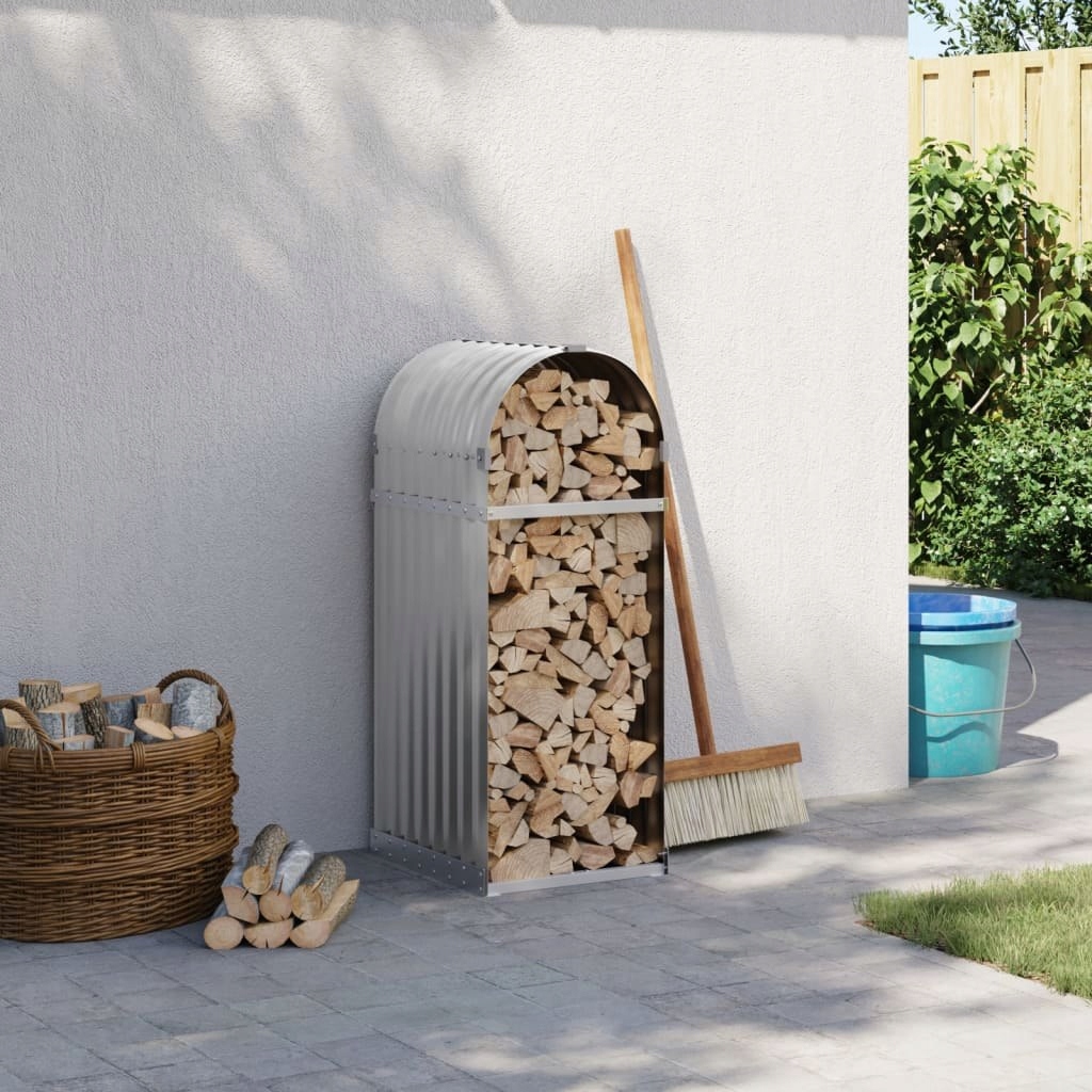 STOJAK NA DREWNO JASNOSZARY 40X45X100CM STAL GALWANIZOWANA