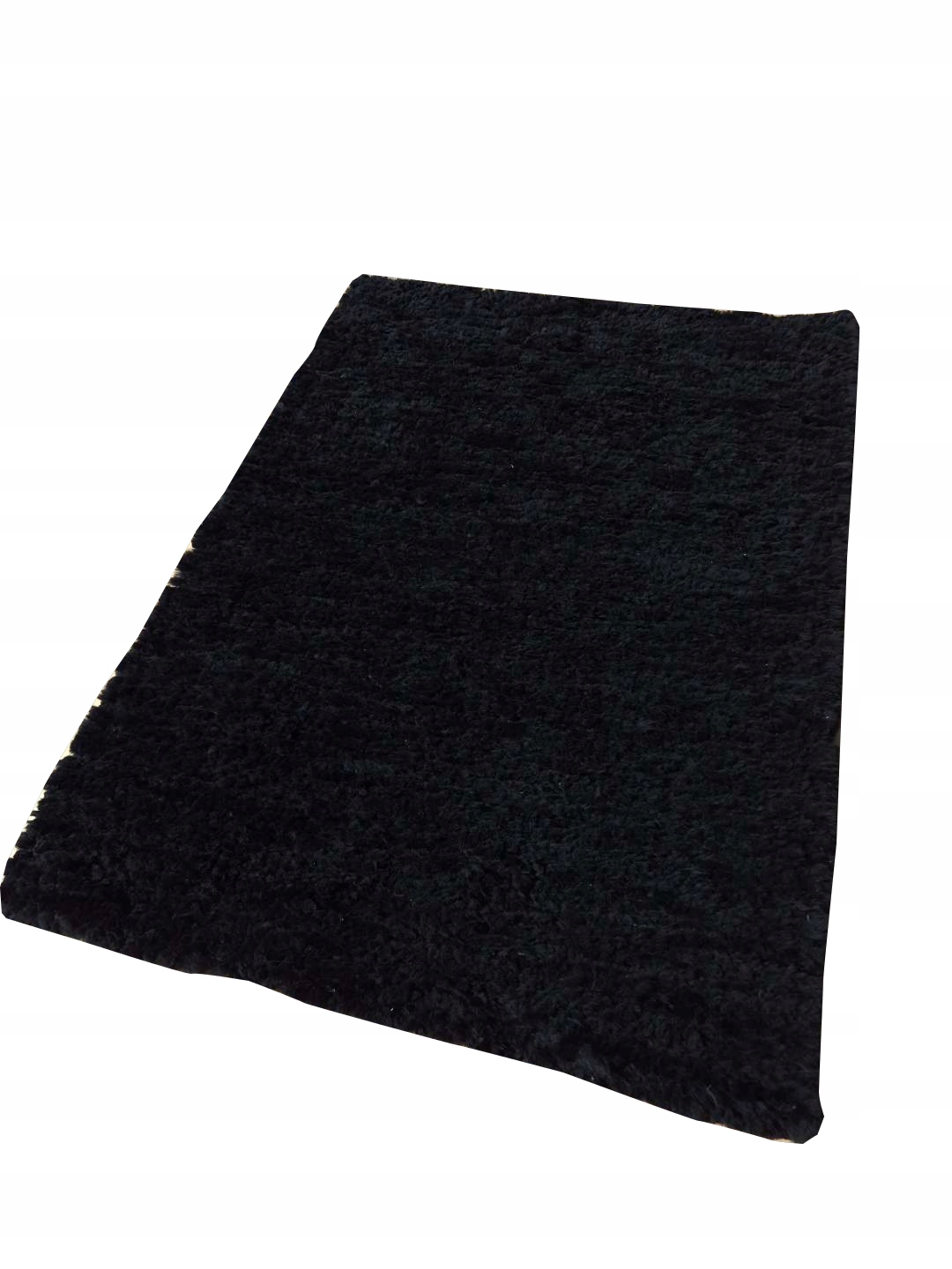 Ručně tkaný černý koberec z přírodní vlny 100 x 60 cm koberec běhoun z ovčí kůže