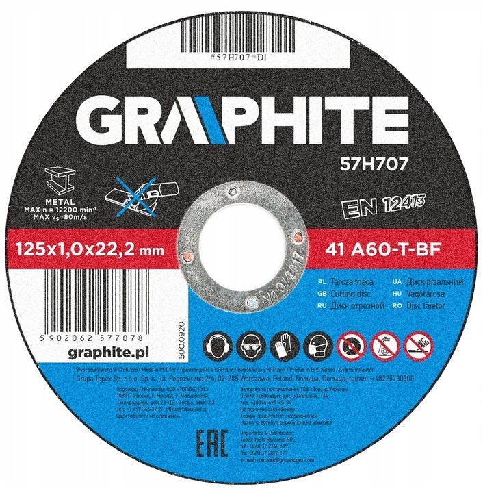 

Tarcza Do Cięcia Metalu Stali 125 Graphite