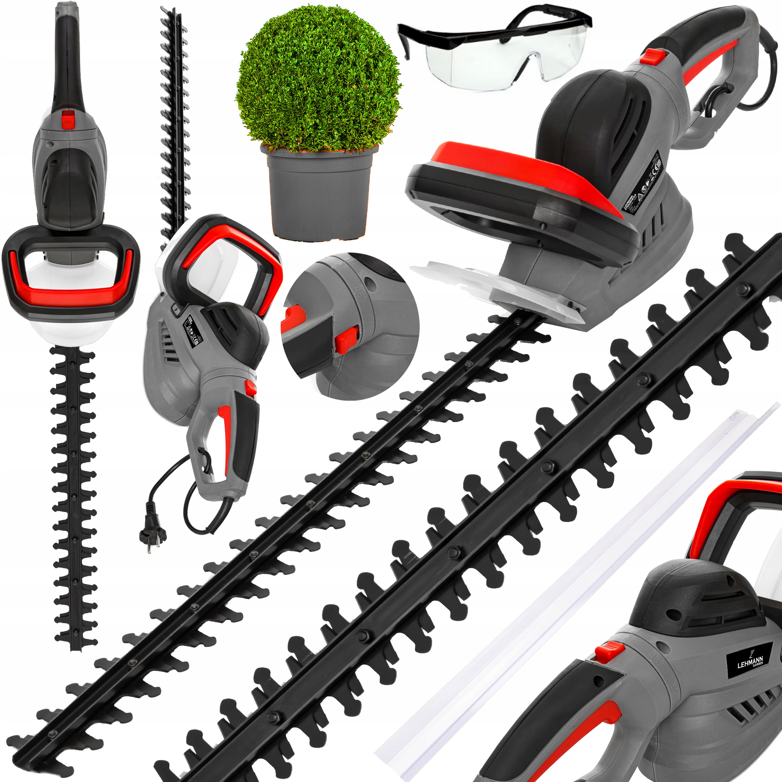 Nożyce Elektryczne Do Żywopłotu Krzewów Gałęzi Sekator Lehmann 1800W 65cm
