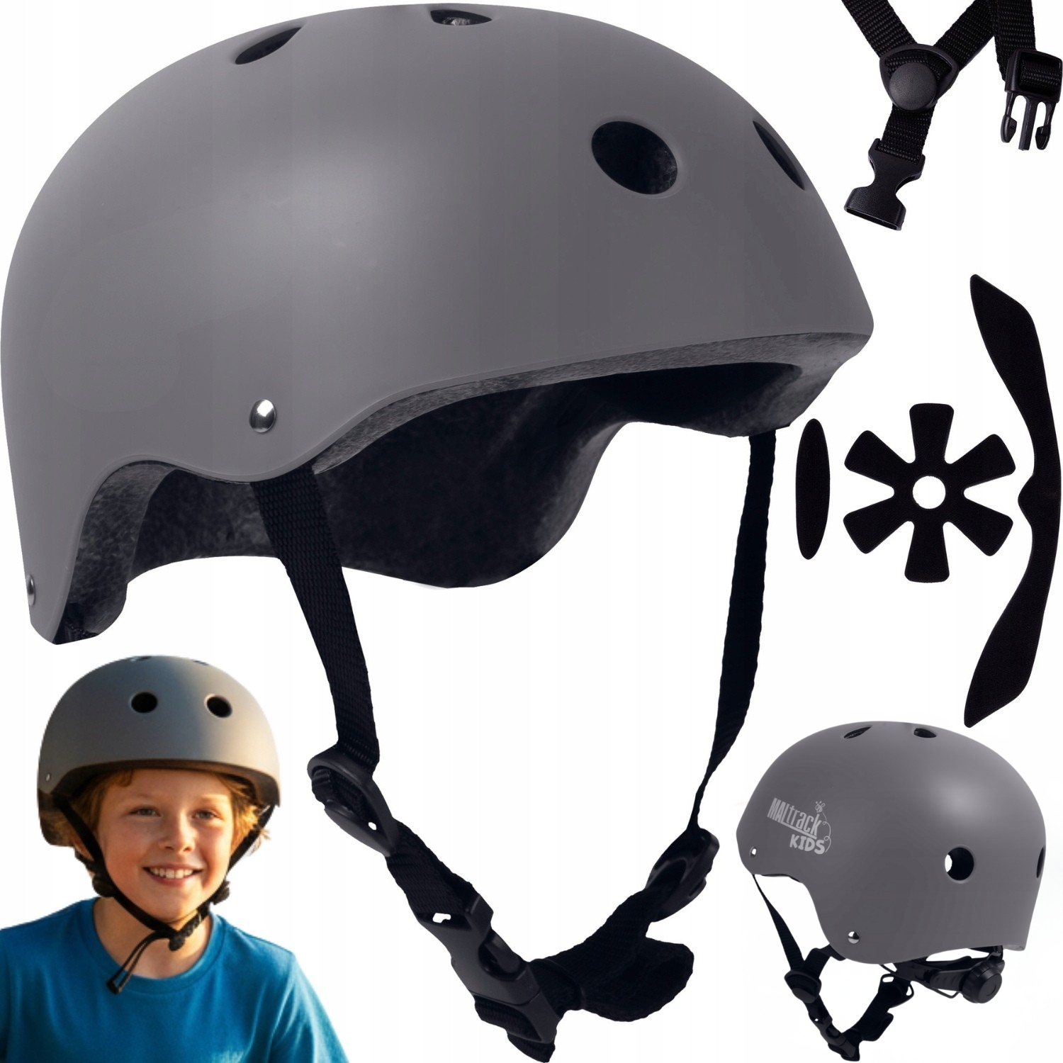 KASK ROWEROWY DZIECIĘCY REGULOWANY DLA DZIECKA NA HULAJNOGĘ 48-54CM WKŁADKA