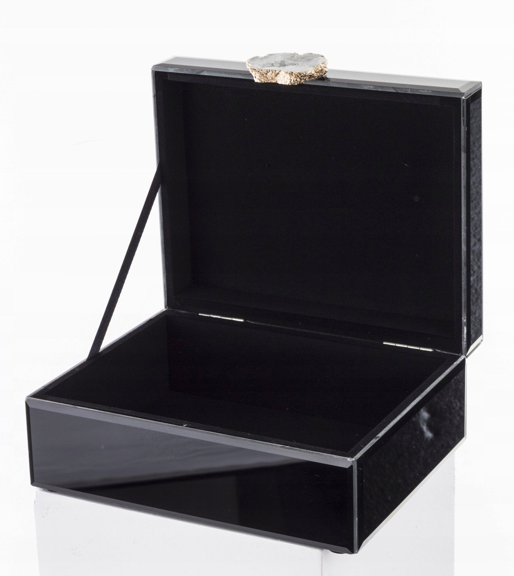 LUSTRZANA SZKATUŁKA CZARNA NA BIŻUTERIĘ GLAMOUR Marka bez marki
