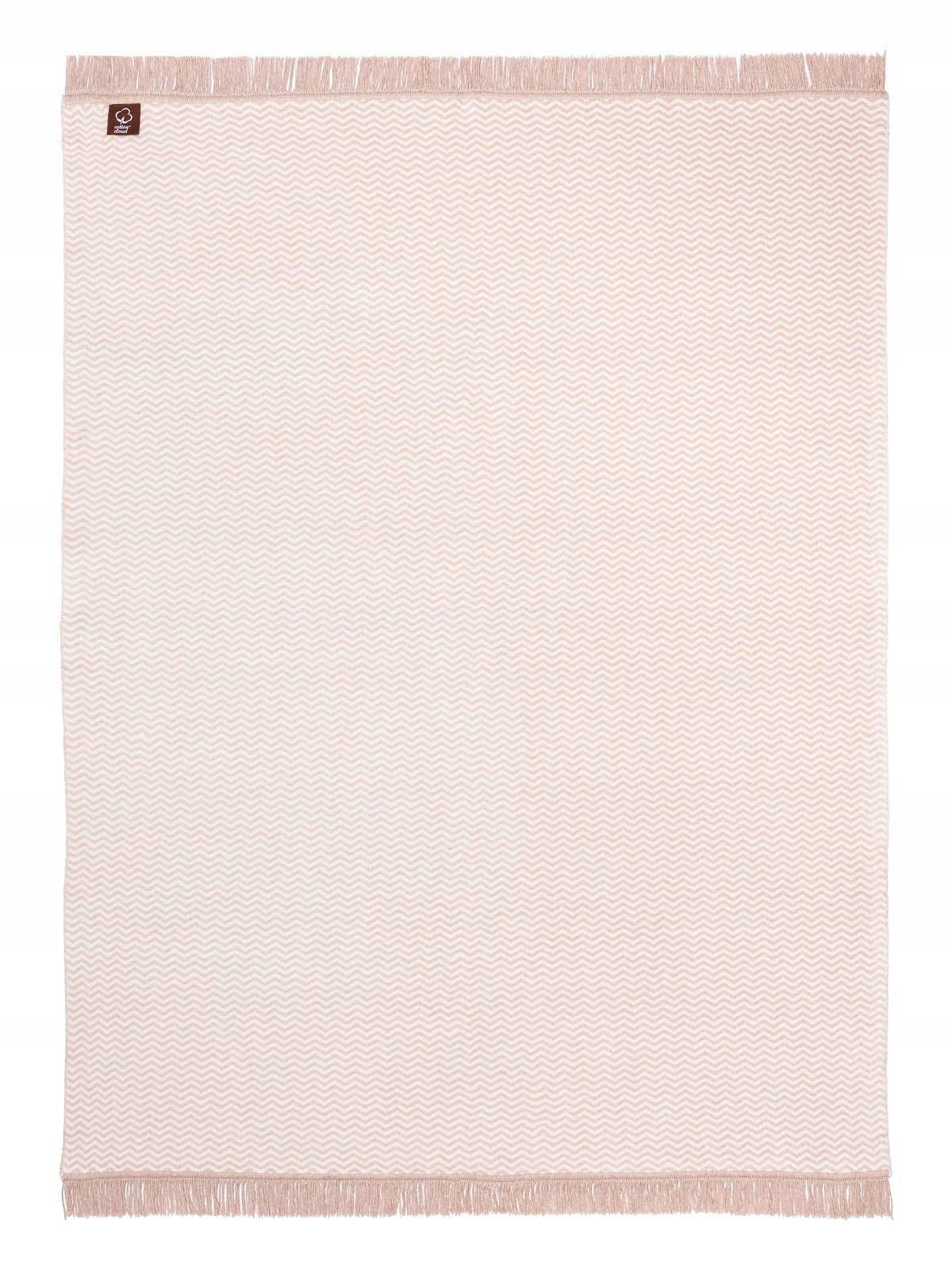 Bavlněná akrylová deka 150x200 cm Zygzak pudrová – přehoz, pléd Sg