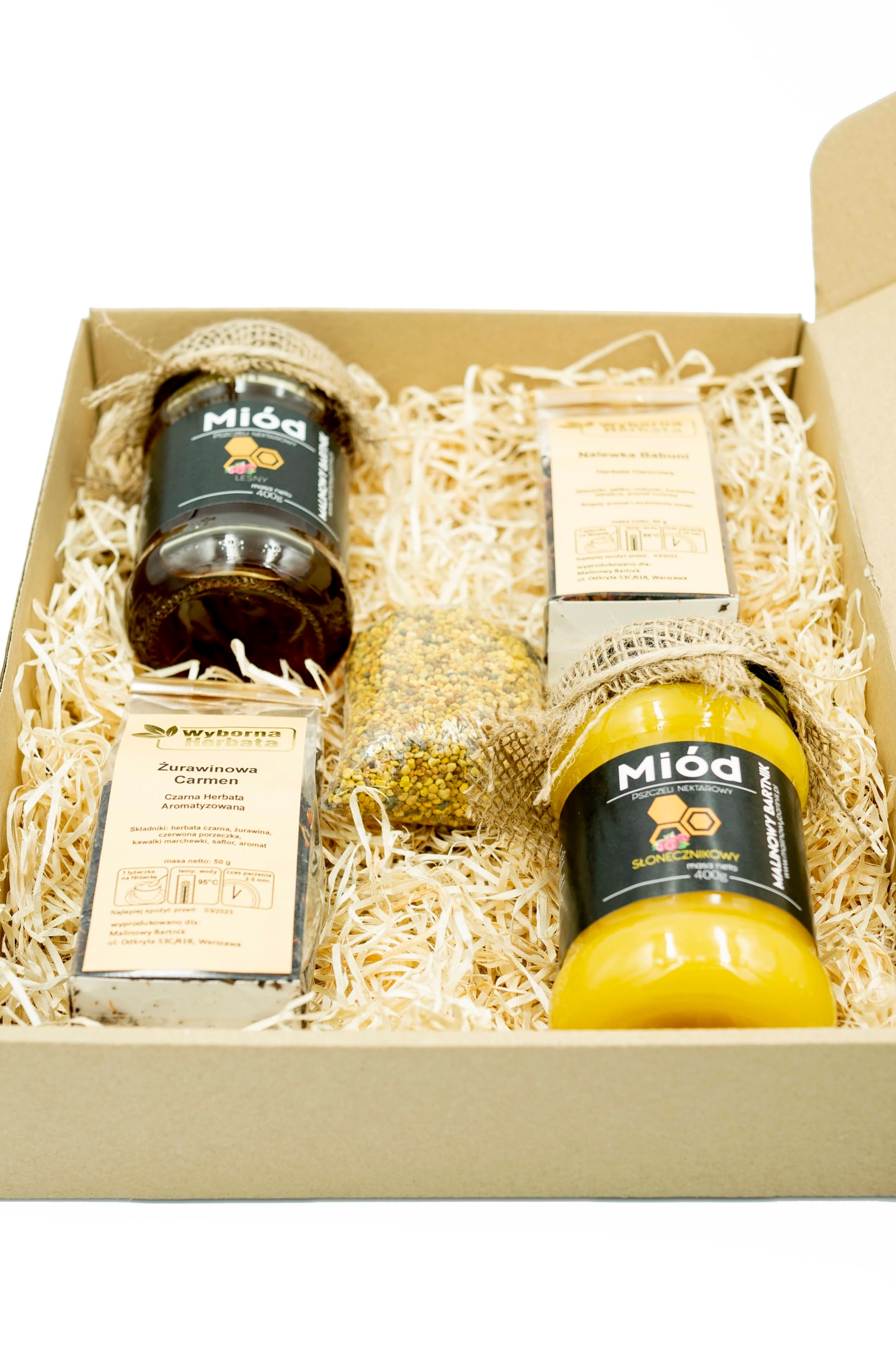 Levně dárková sada 2 x čaj, 2 x med, pyl