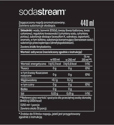 SODASTREAM Koncentrat COLA + PEPSI + PEPSI MAX Pojemność 440 ml