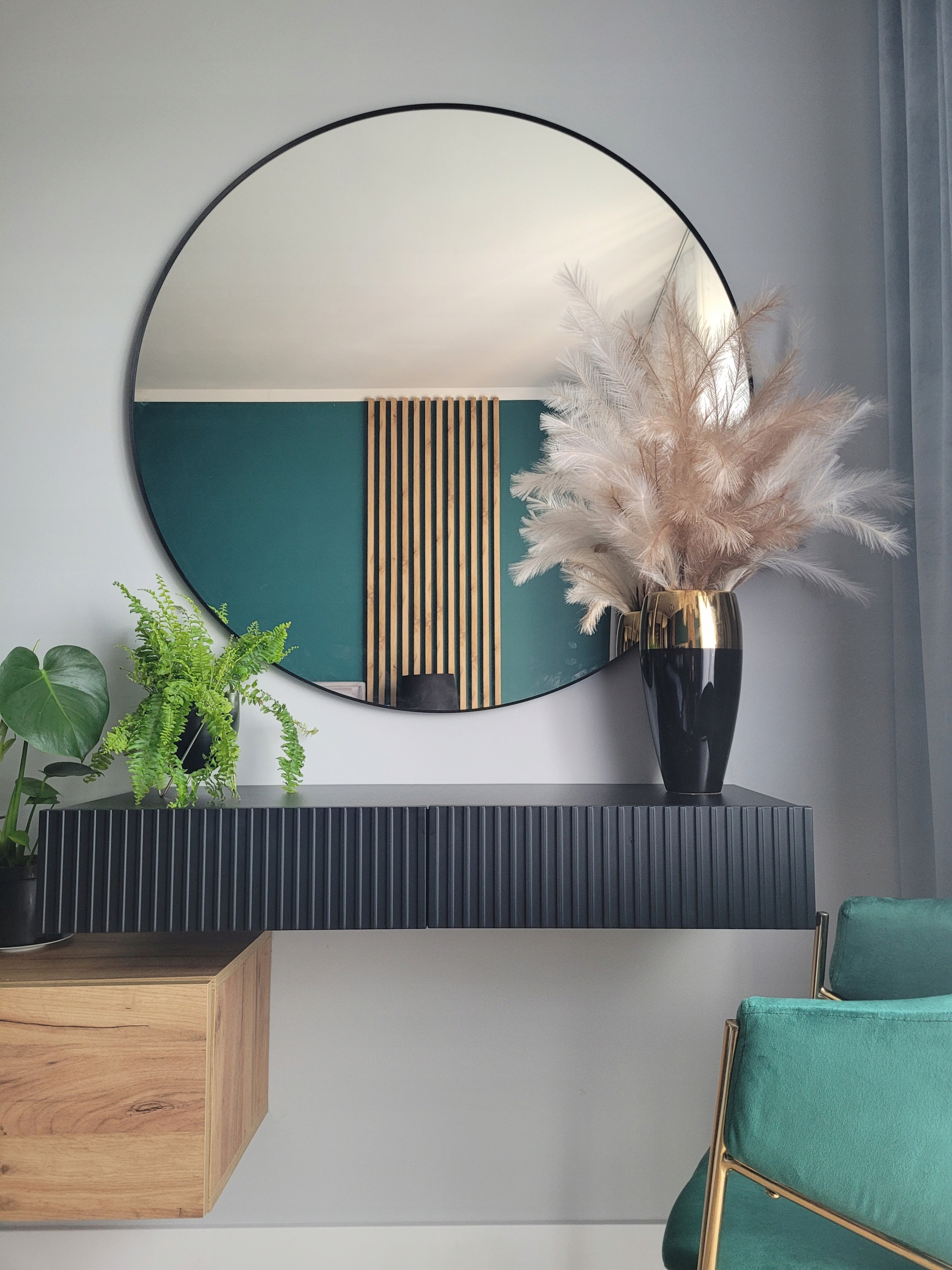 TOALETKA do makijażu KONSOLA do przedpokoju półka WISZĄCA salon CZARNY MAT Szerokość mebla 100 cm