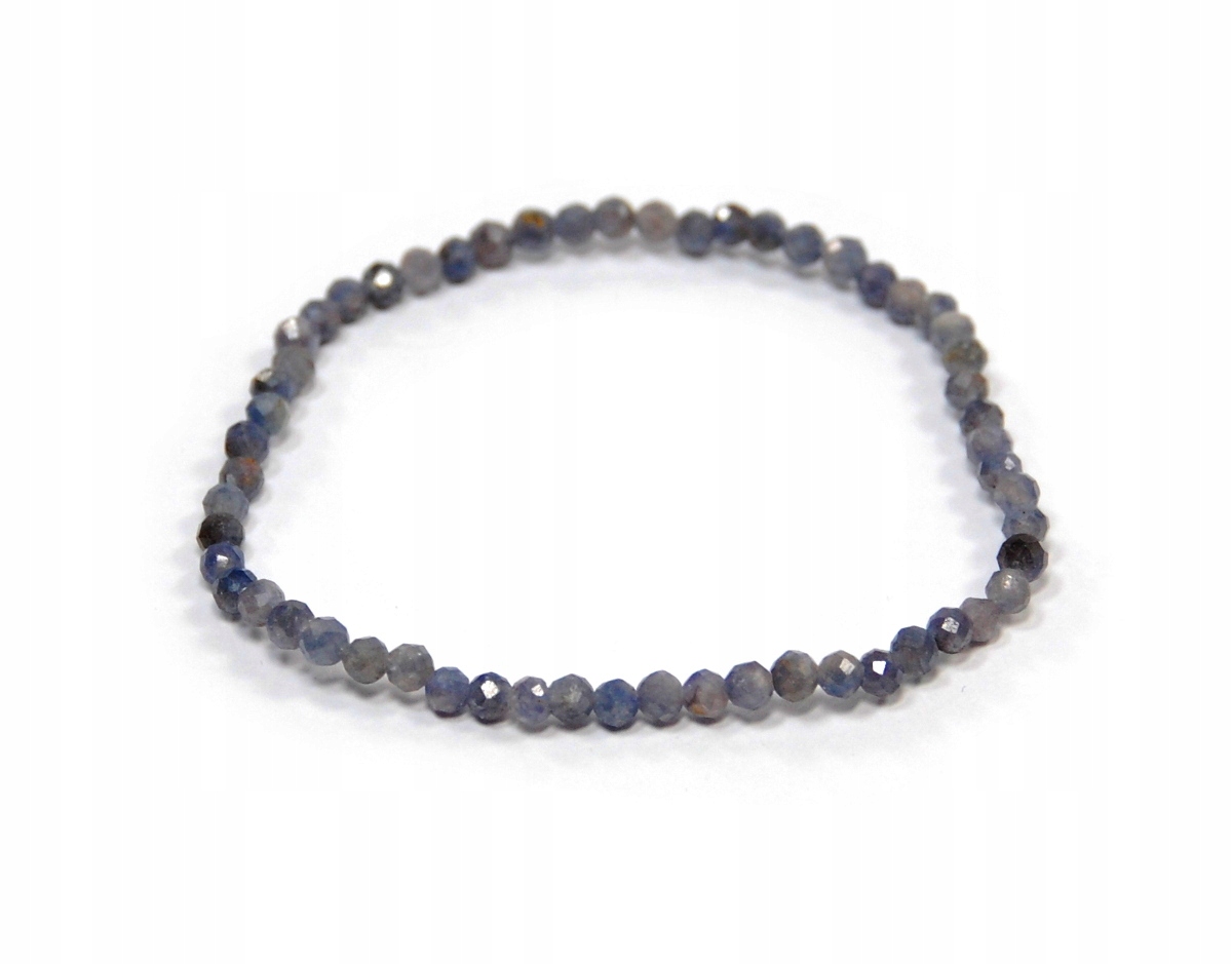 Bransoletka naturalne Szafiry kulki fasetowane 3mm niebieskie Gumka 17cm