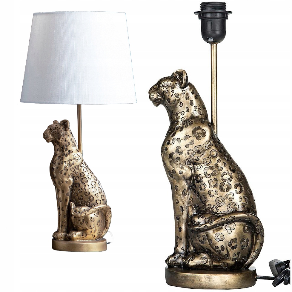 Nočná Lampa Glamour Stolová Zlatá Lampart Lew 40cm E27