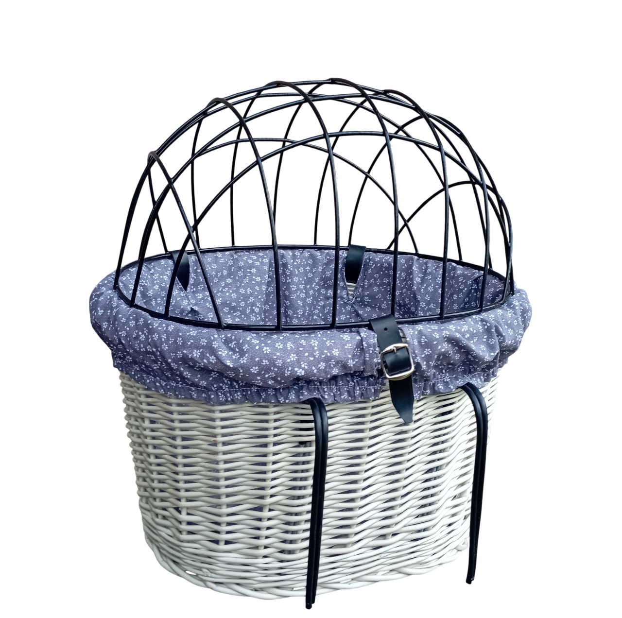 Koszyk wiklinowy na Rower z obszyciem i poduszką Transporter dla Psa do10kg