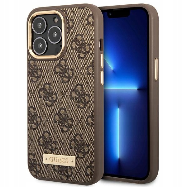 Pouzdro Guess GUHMP14LU4GPRW pro Apple iPhone 14 Pro hnědé/brown hard case 4G Lo