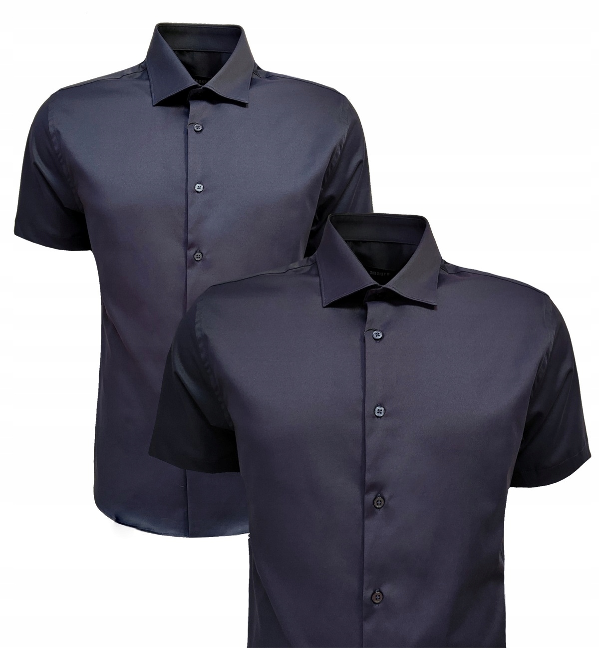 Pánská Košile Hladká S Krátkým Rukávem Bavlna Námořnická Modrá 3XL