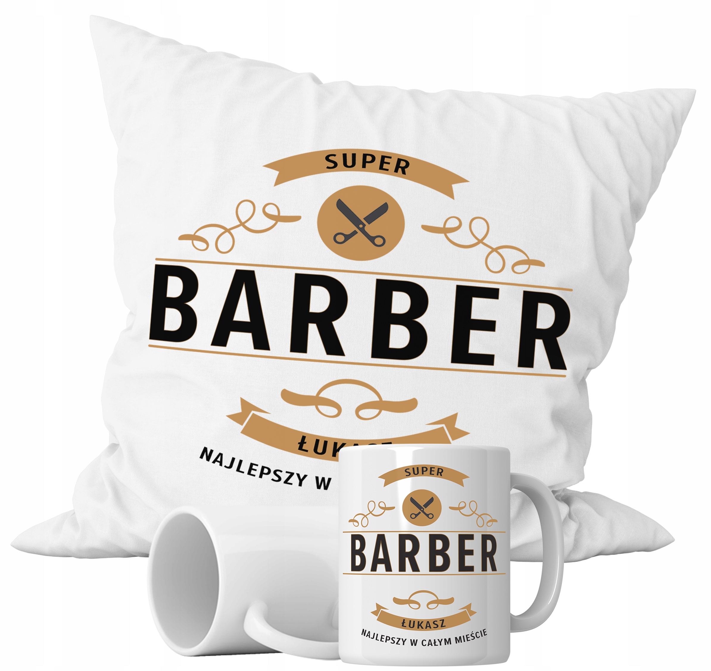 

Zestaw Kubek+poduszka Barber Imię