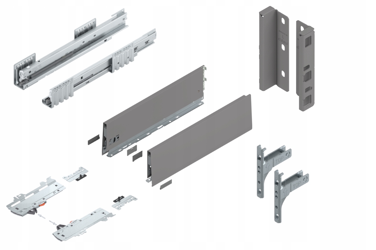 Blum Šuplík 500 zásuvka Medium K Tip-On šedá