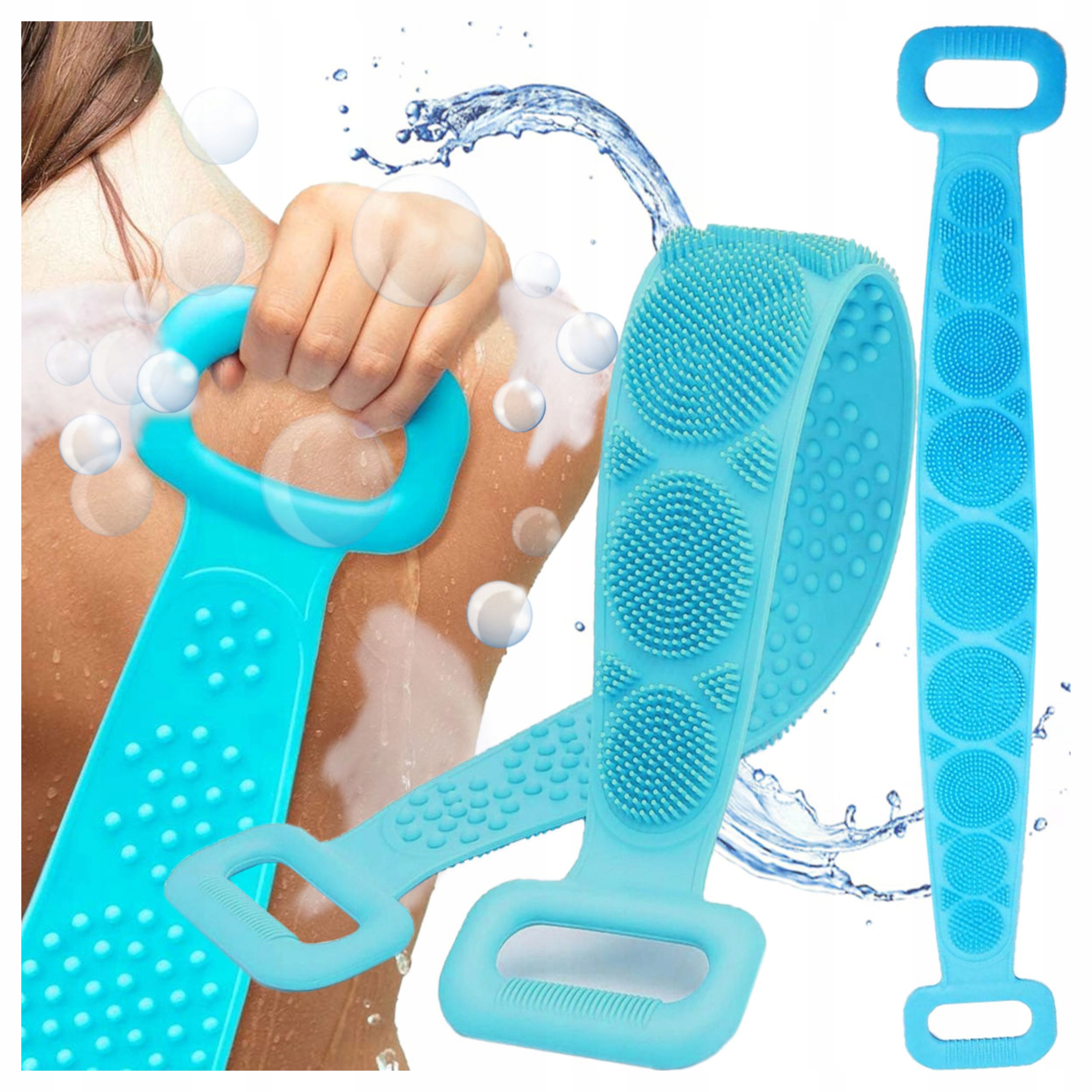 PAS DO MYCIA PLECÓW CIAŁA MASAŻER SILIKONOWY SZCZOTKA DWUSTRONNA niebieski Marka SATIS