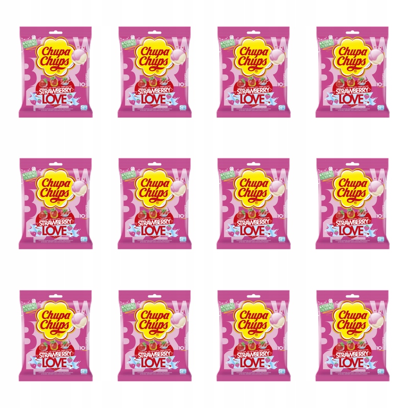 Chupa Chups Lízátka Strawberry Love jahodová mix 120 g X12