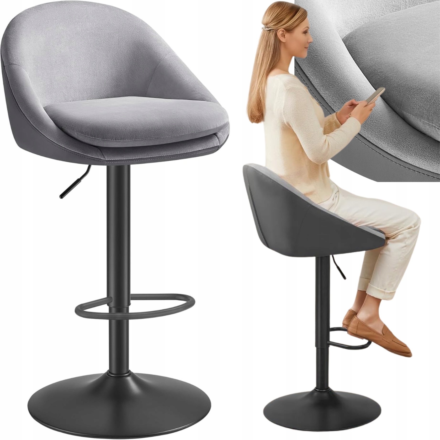 Hoker Barová stolička Nastaviteľné otočné sedadlo Kreslo do kuchyne a jedálne